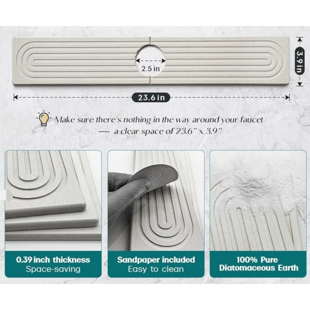 Fast Drying StoneFaucet Mat for Kitchen Sink - Picture 2 of 6